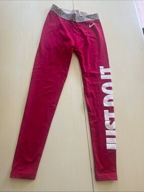 Nike Magenta Leggings with White JUST DO IT Side Logo